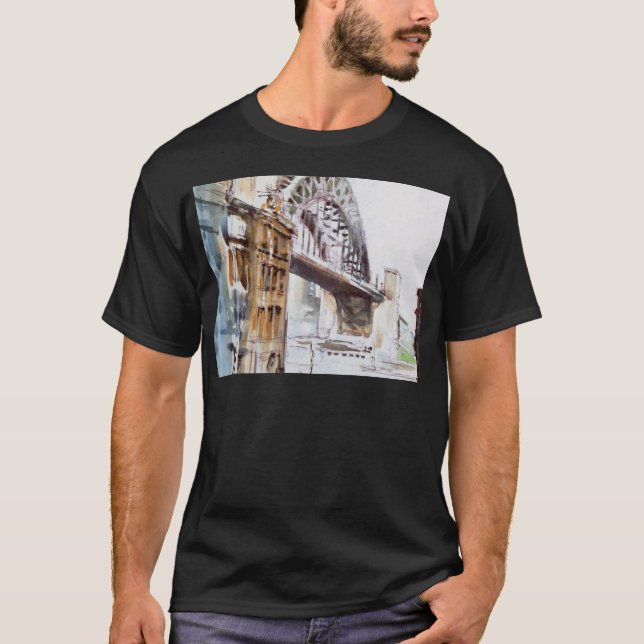 Tyne Bridge from Dean Street Black Tee Shirt (Front)
