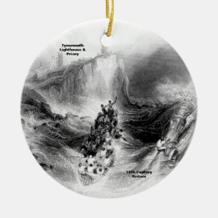 Tynemouth Lighthouse and Harbour Ceramic Tree Decoration