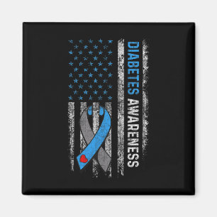 Type 1 Diabetes Awareness American Us Flag Blue Ri Magnet