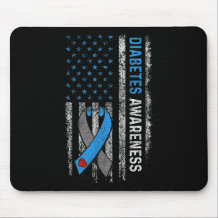 Type 1 Diabetes Awareness American Us Flag Blue Ri Mouse Pad