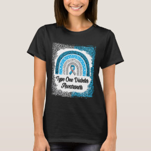 Type 1 Diabetes Awareness Bleached Rainbow Leopard T-Shirt