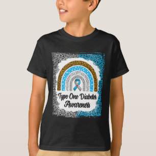 Type 1 Diabetes Awareness Bleached Rainbow Leopard T-Shirt