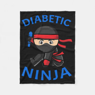 Type-1 Diabetes Awareness Diabetic Ninja T1d Kids Fleece Blanket