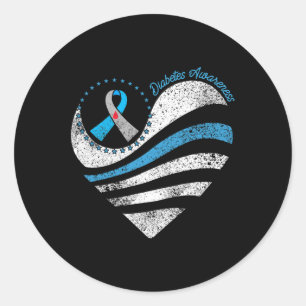 Type 1 Diabetes Awareness Heart Ribbon Classic Round Sticker