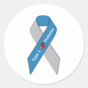 Type 1 Diabetes Awareness Ribbon Classic Round Sticker