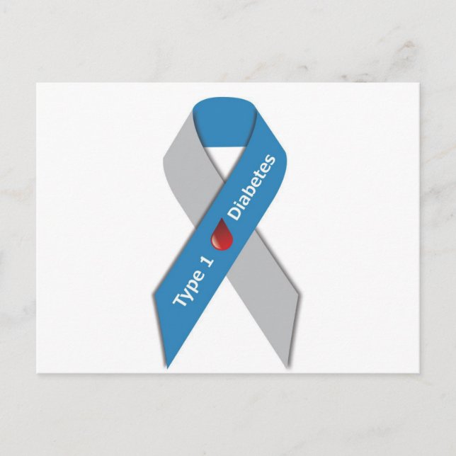 Type 1 Diabetes Awareness Ribbon Postcard (Front)