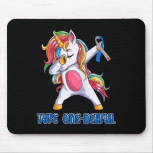 Type 1 Diabetes Awareness Ribbon T1d Unicorn Girls Mouse Pad