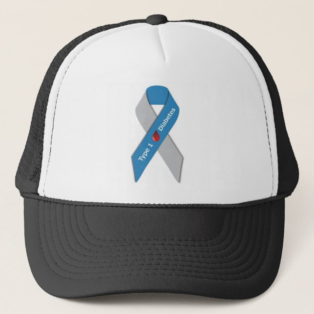 Type 1 Diabetes Awareness Ribbon Trucker Hat (Front)