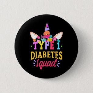 Type 1 Diabetes Awareness T1d Squad Unicorn Rainbo 6 Cm Round Badge