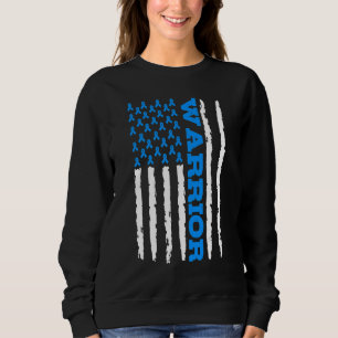 Type 1 Diabetes Awareness Warrior US Flag Blue Rib Sweatshirt