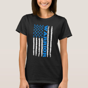 Type 1 Diabetes Awareness Warrior US Flag Blue Rib T-Shirt