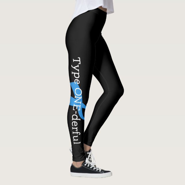 Type 1 Diabetes Blue Ribbon Awareness HOPE Leggings (Right)