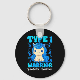 Type 1 Diabetes Cute Unicorn Warrior Boys Girls T1 Key Ring