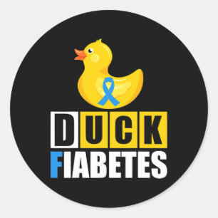Type 1 Diabetes Duck Fiabetes T1D Awareness  Classic Round Sticker