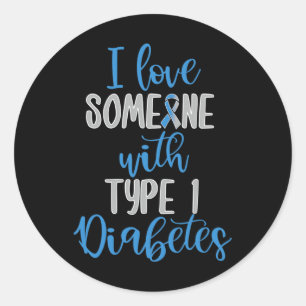 Type 1 Diabetes Love Juvenile Diabetes Blue Awaren Classic Round Sticker