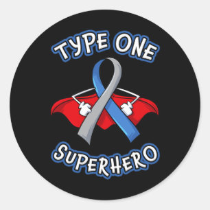Type 1 Diabetes Superhero Awareness Gift Diabetic Classic Round Sticker