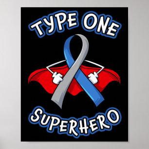 Type 1 Diabetes Superhero Awareness Gift Diabetic  Poster