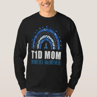 Type 1 Diabetes T1D Mom Diabetes Awareness Rainbow T-Shirt