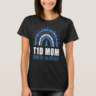 Type 1 Diabetes T1D Mom Diabetes Awareness Rainbow T-Shirt