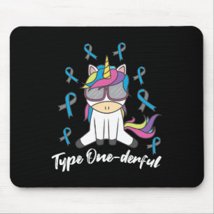 Type 1 Diabetes T1d Unicorn Type Onederful Awarene Mouse Pad