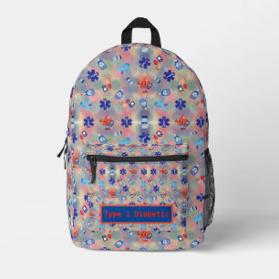 Type 1 Diabetic Colourful  Printed Backpack