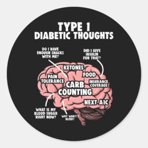 Type 1 Diabetic Diabetes Warrior Diabetes Awarenes Classic Round Sticker
