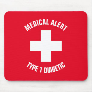 Type 1 Diabetic Medical Alert Personalised Mouse Pad