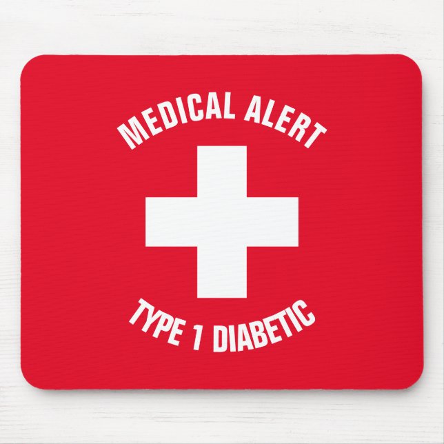 Type 1 Diabetic Medical Alert Personalised Mouse Pad (Front)