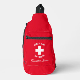 Type 1 Diabetic Medical Alert Personalised Sling Bag