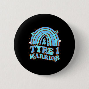 Type 1 Warrior Retro Rainbow Diabetes Awareness Ri 6 Cm Round Badge