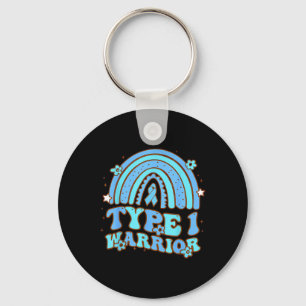 Type 1 Warrior Retro Rainbow Diabetes Awareness Ri Key Ring