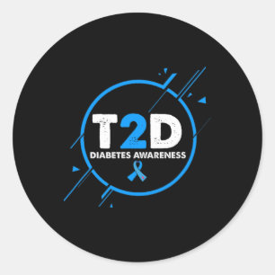 Type 2 Diabetes Awareness Vintage Diabetic T2d Dad Classic Round Sticker