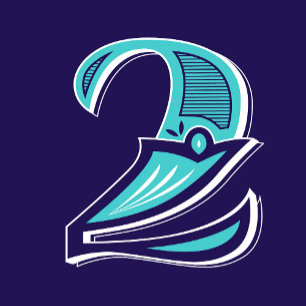 Type Art Sticker: Number Two Square Sticker