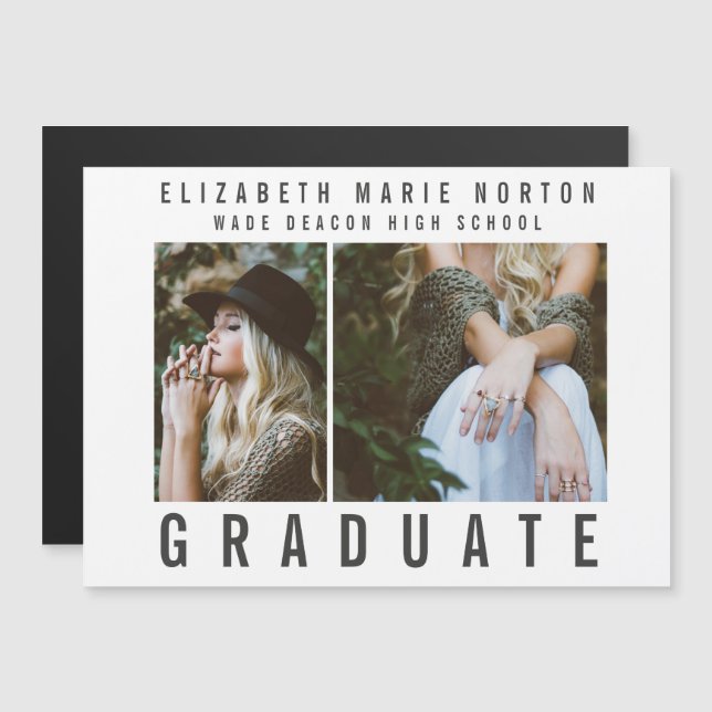 Type graduation multi photo modern magnetic invitation (Front/Back)