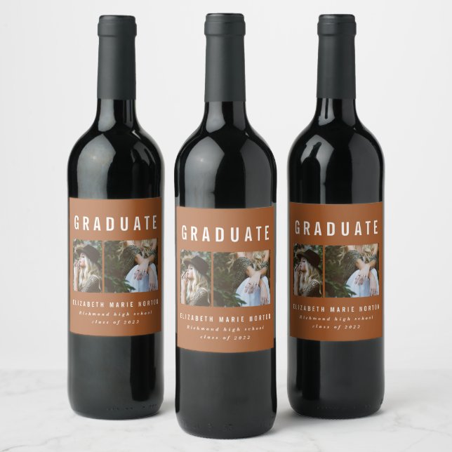 Type graduation multi photo terracotta wine label (Bottles)