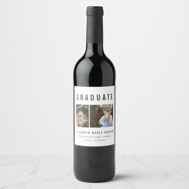 Type graduation multi photo wine label (Front)