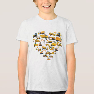 Type of Construction Excavator Bulldozer Valentine Tri-Blend Shirt
