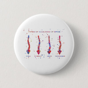Type of scoliosis of spine 6 cm round badge