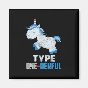 Type One Derful Diabetes T1 Awareness Unicorn Blue Magnet