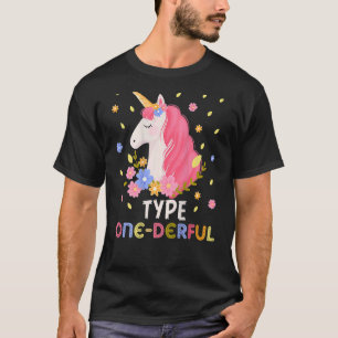 Type One Derful Unicorn  Diabetic Type 1 Diabetes  T-Shirt