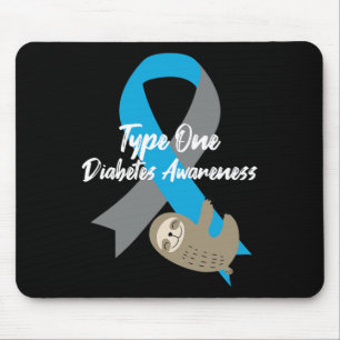 Type One Diabetes Awareness Fun Sloth and Ribbon T Mouse Pad