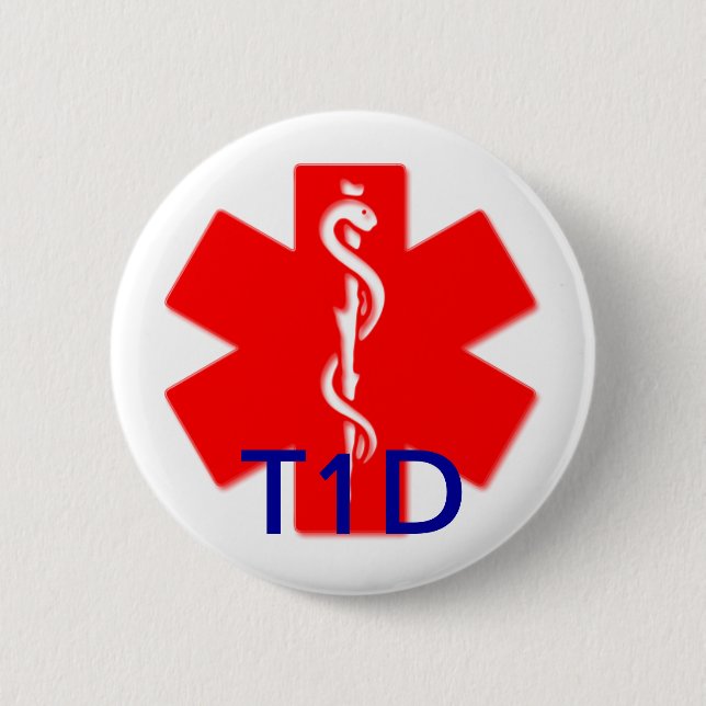 Type one diabetes medical alert pin (Front)