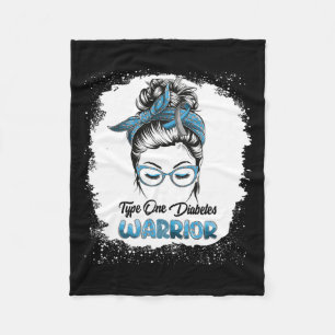 Type One Diabetes Warrior Bleached Messy Bun Belie Fleece Blanket