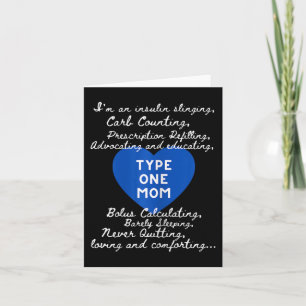 Type One Mum Awareness Diabetes Awareness Day T1D Card
