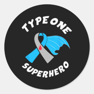 Type One Superhero Type 1 Diabetes Awareness 1  Classic Round Sticker