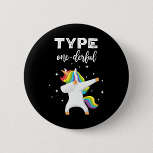 Type Onederful Dabbing Unicorn Diabetes Awareness  6 Cm Round Badge