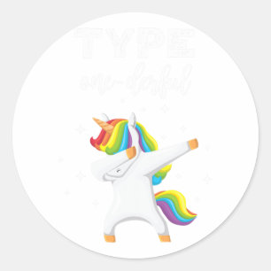 Type Onederful Dabbing Unicorn Diabetes Awareness  Classic Round Sticker