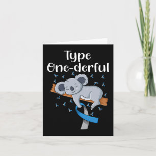 Type onederful Koala diabetes ribbon T1D Diabetes  Card