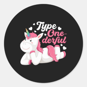 Type Onederful Unicorn Diabetes Awareness Diabetic Classic Round Sticker