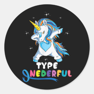 Type Onederful Unicorn Dub Type 1 Diabetes Classic Round Sticker